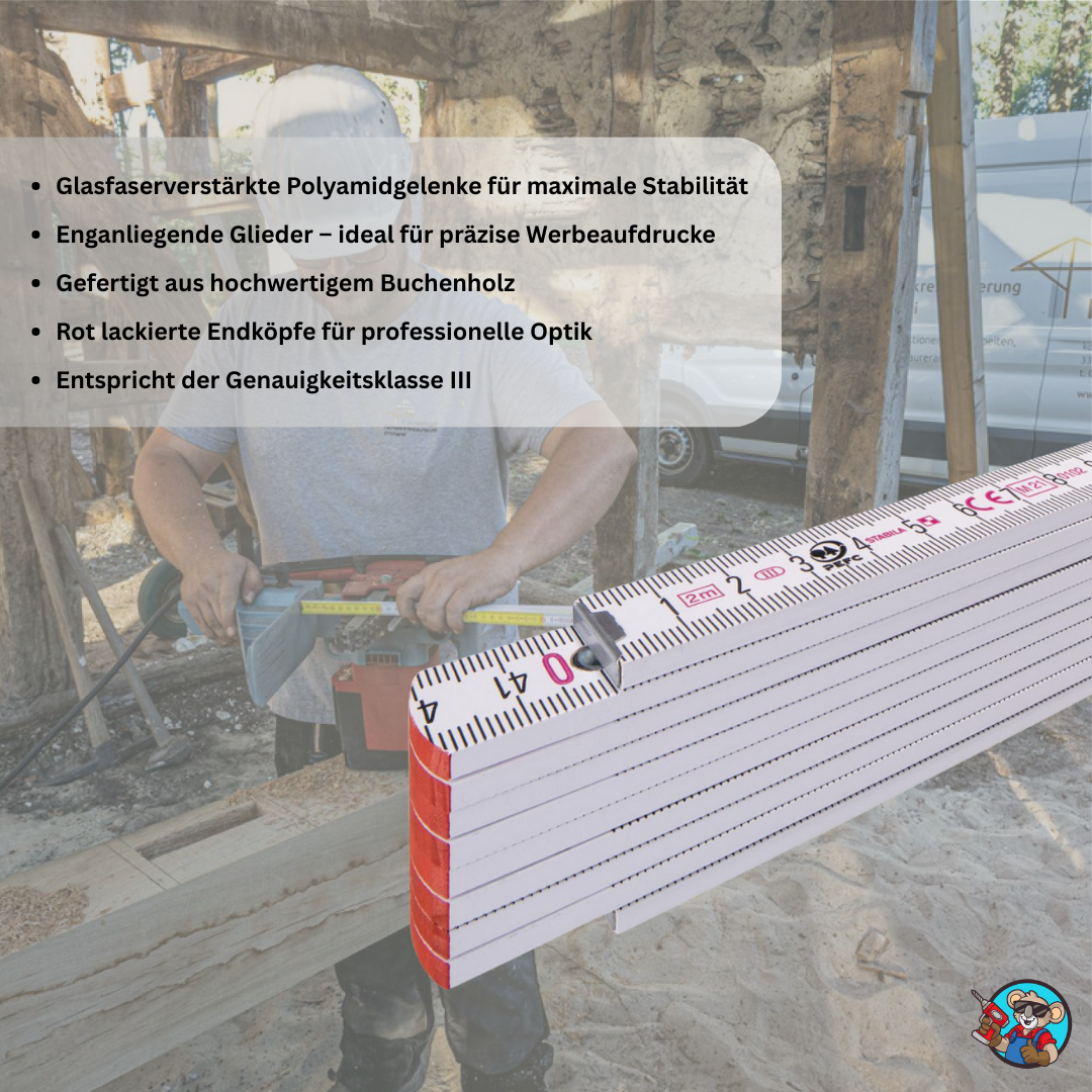 Holz-Gliedermaßstab Type 1707 individuell bedruckbar mit Logo