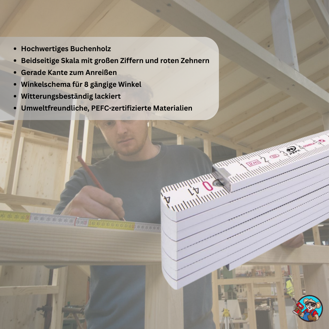 Holz-Gliedermaßstab Type 1407 individuell bedruckbar mit Logo