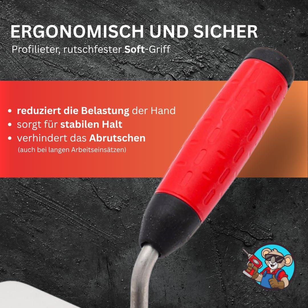 Rostfreie Eimerkelle 140 mm – Mörtelkelle mit Softgriff