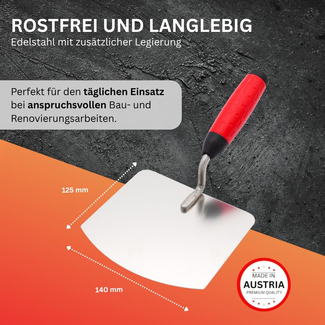 Rostfreie Eimerkelle 140 mm – Mörtelkelle mit Softgriff