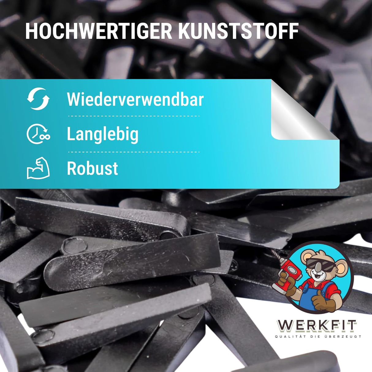 Fliesenkeile Kunststoff 30×7×0–5 mm – 500 Stück Abstandskeile für Fliesen