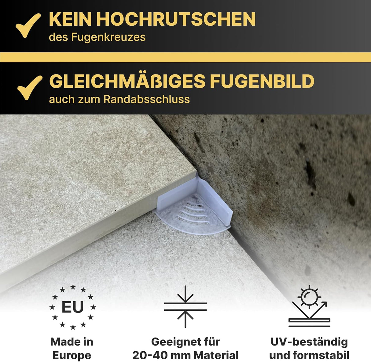 Fugenkreuze Terrassenplatten mit Teller