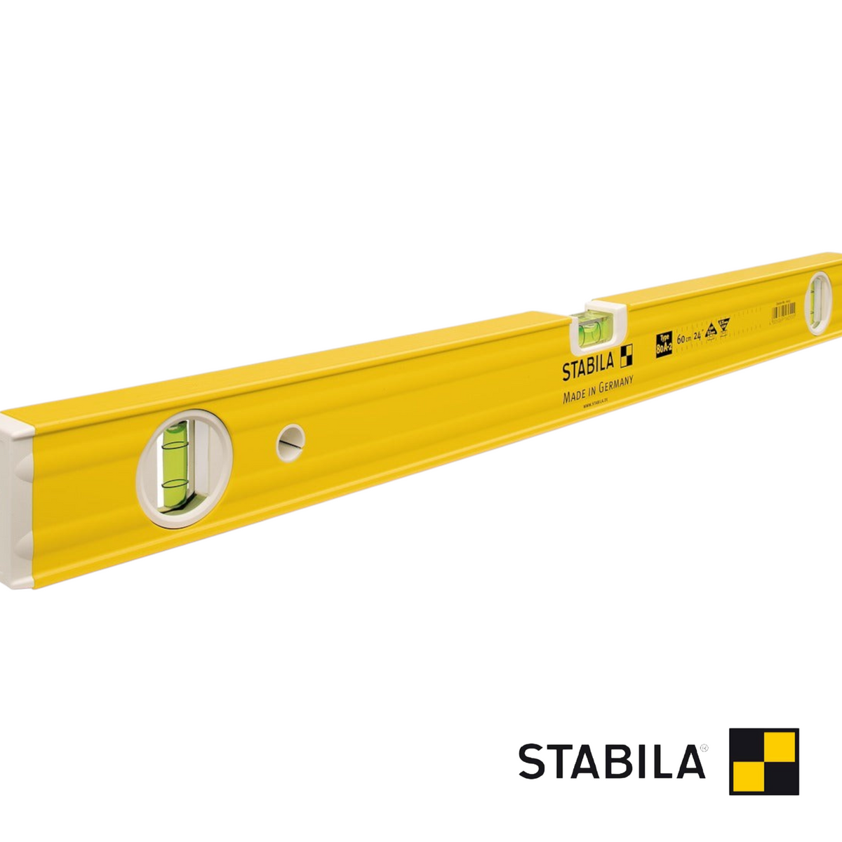 Werkfit Stabila Wasserwaage Type 80 AS-2 in Gelb mit zwei Libellen für präzise Messungen