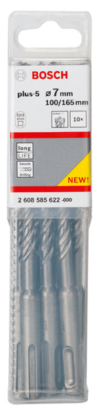 Hammerbohrer SDS plus-5, 7 x 100 x 165 mm, 10er-Pack