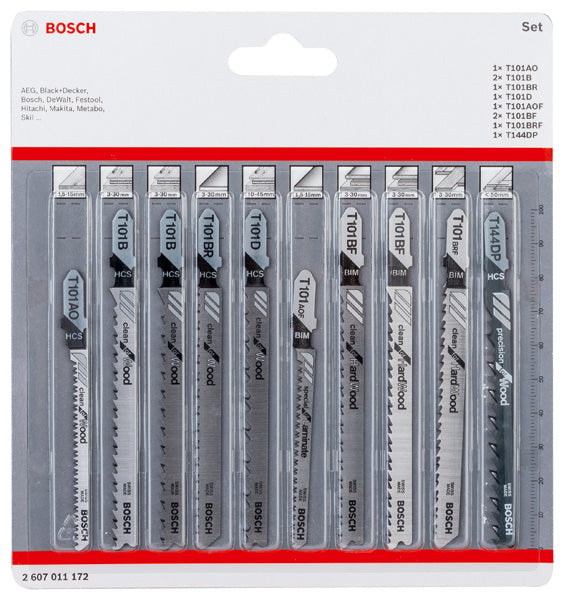 10-tlg. Stichsägeblatt-Set Clean Cutting, T-Schaft