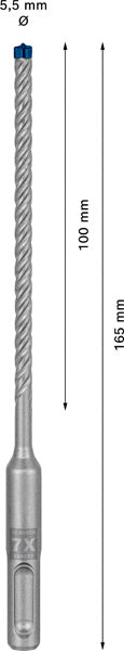 EXPERT SDS plus-7X Hammerbohrer, 5,5 x 100 x 165 mm