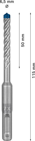 EXPERT SDS plus-7X Hammerbohrer, 6,5 x 50 x 115 mm