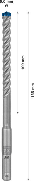 EXPERT SDS plus-7X Hammerbohrer, 9 x 100 x 165 mm