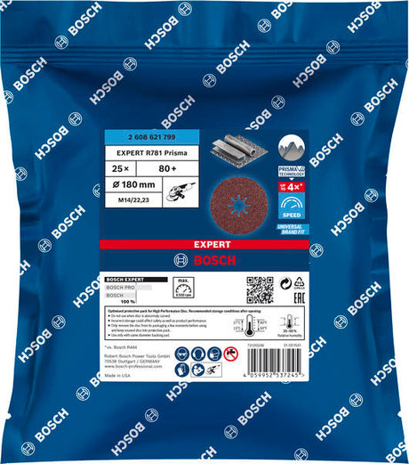 EXPERT R781 Prisma Ceramic Fiberscheibe, 180 mm, 22,23 mm, K 80, 25 Stk.