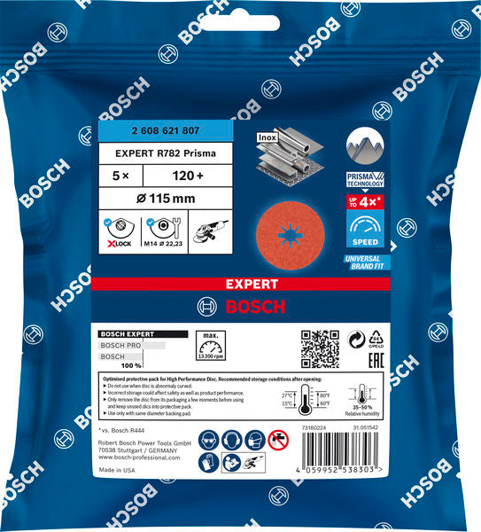 EXPERT R782 Prisma Ceramic Fiberscheibe, X-LOCK, 115 mm, 22,23 mm, K 120, 5-tlg.