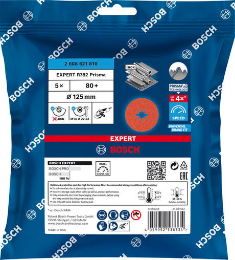EXPERT R782 Prisma Ceramic Fiberscheibe, X-LOCK, 125 mm, 22,23 mm, K 80, 5-tlg.
