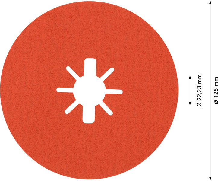 EXPERT R782 Prisma Ceramic Fiberscheibe, X-LOCK, 125 mm, 22,23 mm, K 80, 5-tlg.