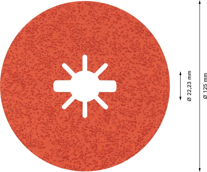 EXPERT R782 Prisma Ceramic X-LOCK Fiberscheibe, 125 mm, 22,23 mm, K 36, 25 Stk.