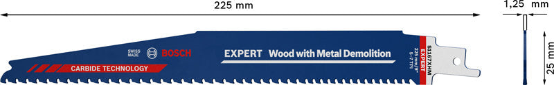 EXPERT Wood with Metal Demolition S1167XHM Säbelsägeblatt, 3 Stück