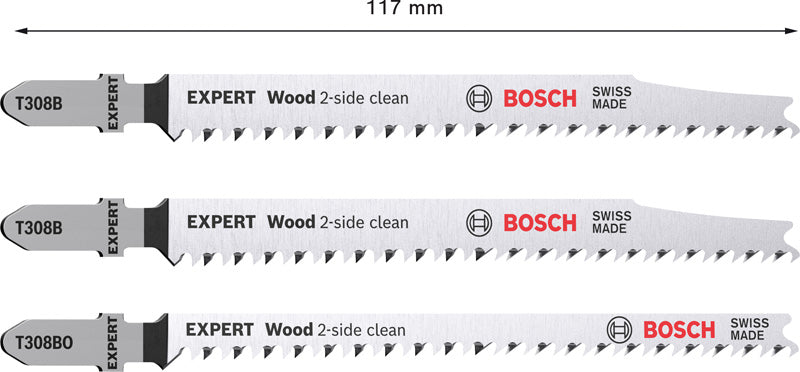 EXPERT ‘Wood 2-side clean‘ Stichsägeblatt-Set, 3-tlg., T308B/BO