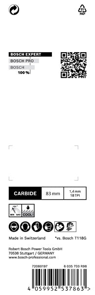 EXPERT ‘Stainless Steel’ T 118 EHM Stichsägeblatt, 3 Stück