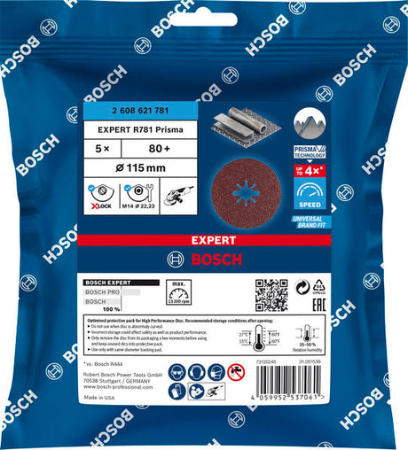 EXPERT R781 Prisma Ceramic Fiberscheibe, X-LOCK, 115 mm, 22,23 mm, K 80, 5-tlg.