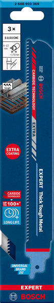 EXPERT Thick Tough Metal S1155CHC Säbelsägeblatt, 3 Stück
