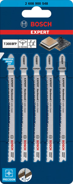 EXPERT ‘Hardwood 2-side clean’ T 308 BFP Stichsägeblatt, 5 Stück