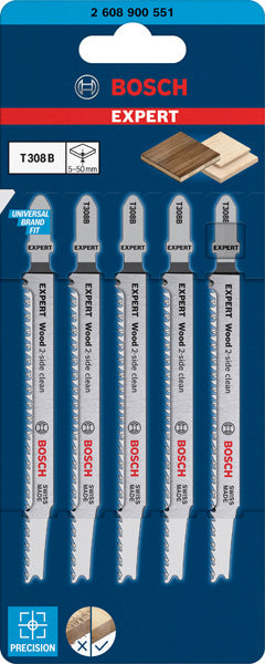 EXPERT ‘Wood 2-side clean’ T 308 B Stichsägeblatt, 5 Stück