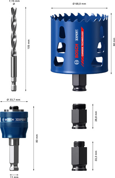EXPERT Tough Material Lochsäge-Starter-Set, 68 x 60 mm