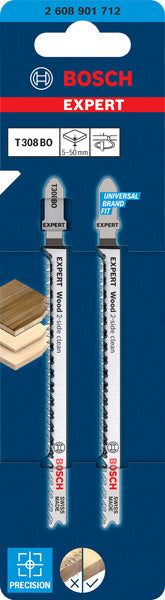 EXPERT Wood 2-side clean T308BO Stichsägeblatt, 2 Stück