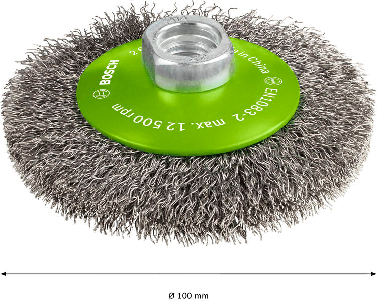 PRO Stainless Steel clean Kegelbürste, 100 x 0,35 mm, Gewinde