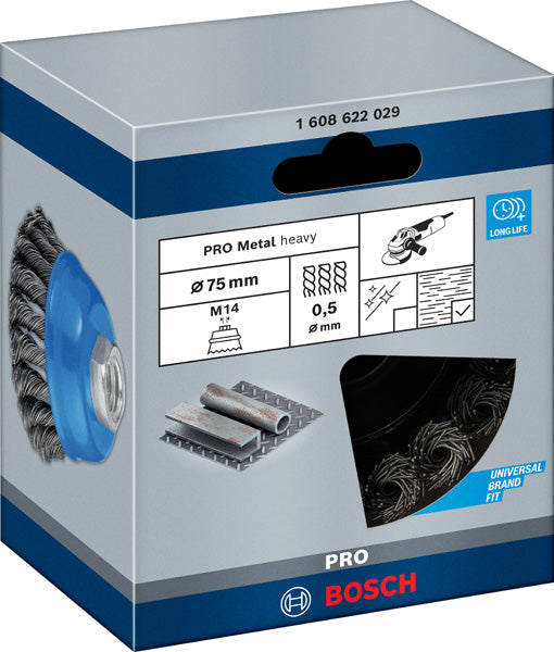 PRO Metal heavy Topfbürste, 75 x 0,5 mm, Gewinde