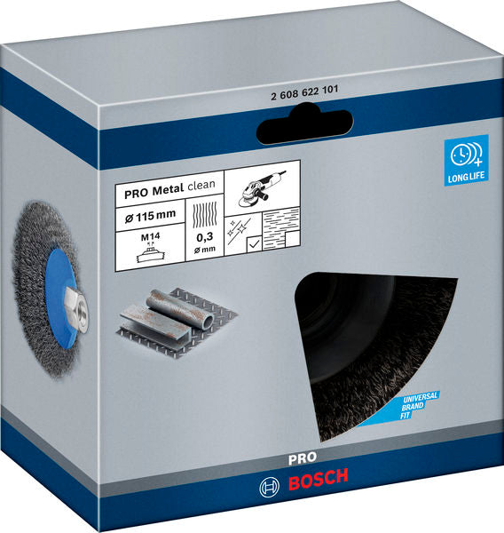 PRO Metal clean Kegelbürste, 115 x 0,3 mm, Gewinde