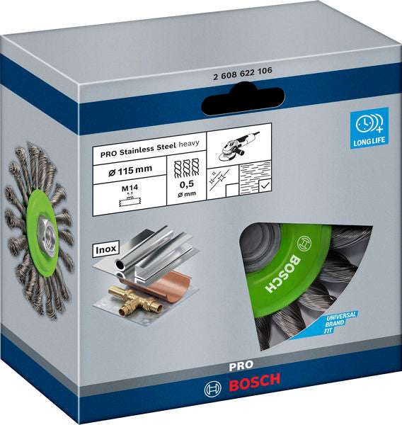 PRO Stainless Steel heavy Scheibenbürste, 115 x 0,5 mm, Gewinde