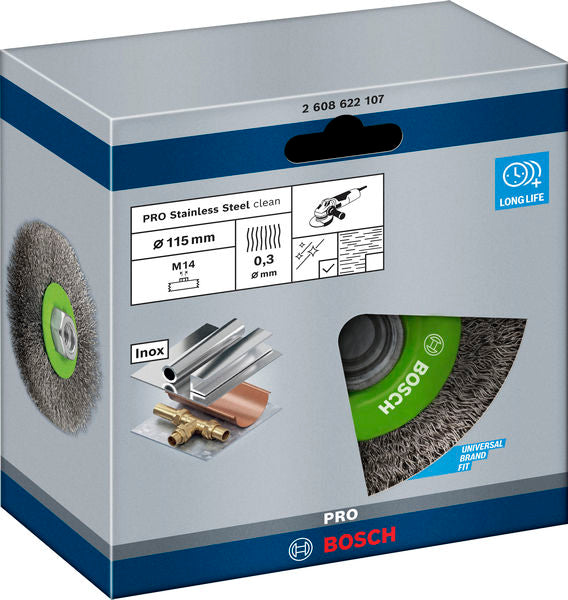 PRO Stainless Steel clean Scheibenbürste, 115 x 0,3 mm, Gewinde