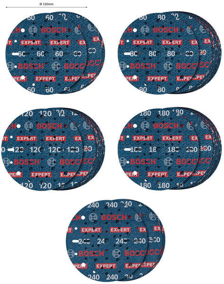 EXPERT O780 Foil Schleiffolien-Set, 150 mm, G60/G80/G120/G180/G240, 55-tlg.