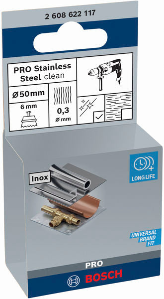 PRO Stainless Steel clean Topfbürste, gerader Schaft, 50 x 0,3 mm