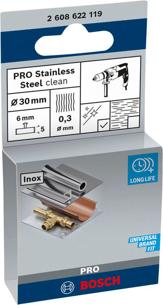 PRO Stainless Steel clean Scheibenbürste, gerader Schaft, 30 x 0.3 mm
