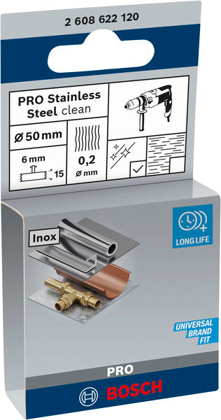 PRO Stainless Steel clean Scheibenbürste, gerader Schaft, 50 x 0,2 mm