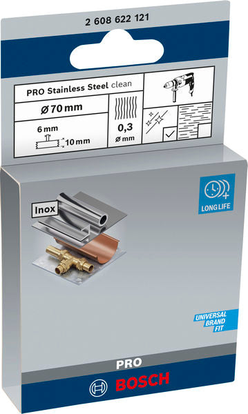 PRO Stainless Steel clean Scheibenbürste, gerader Schaft, 70 x 0,3 mm