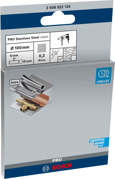 PRO Stainless Steel clean Scheibenbürste, gerader Schaft, 100 x 0,3 mm