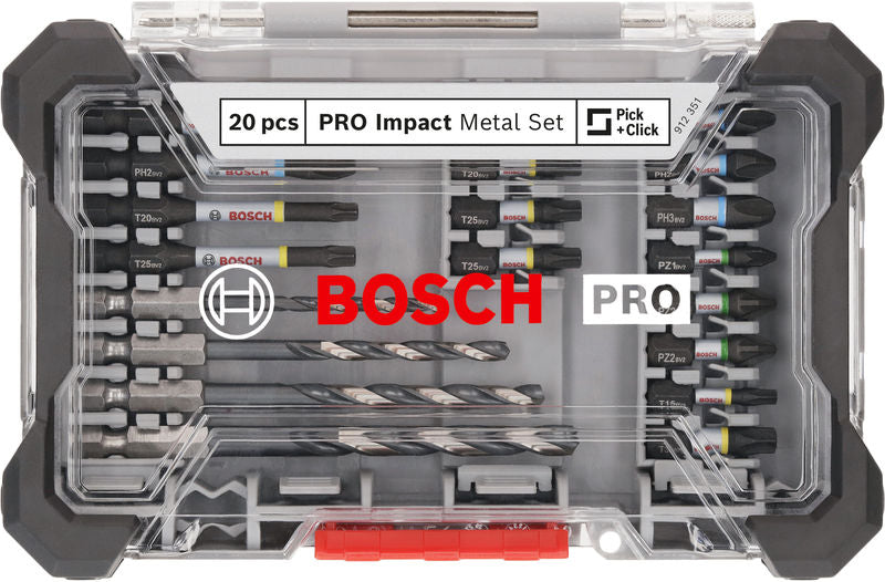 PRO Impact Schrauberbits und Metallbohrer Set, 20-tlg.