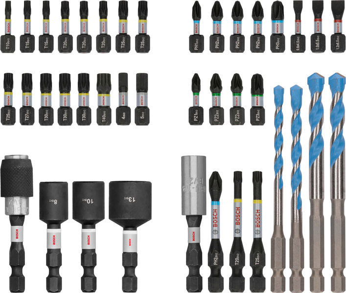 PRO Impact Schrauberbits und Multi Construction Bohrer Set, 40-tlg.