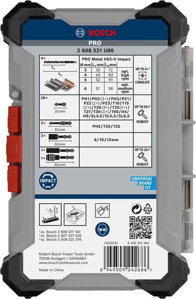 PRO Impact Schrauberbits und Metallbohrer Set, 40-tlg.