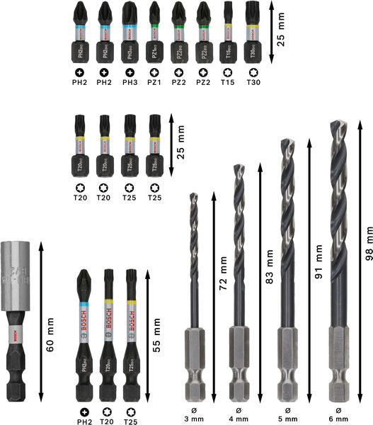 PRO Impact Schrauberbits und Metallbohrer Set, 20-tlg.