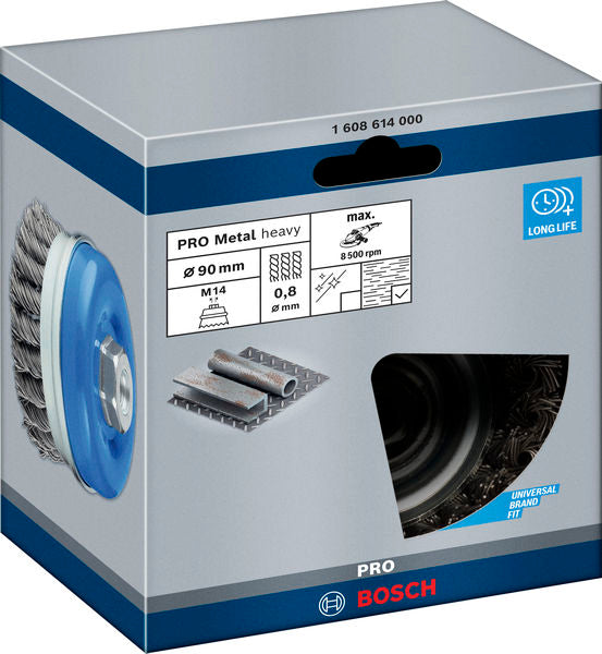 PRO Metal heavy Topfbürste, 90 x 0,8 mm, Gewinde