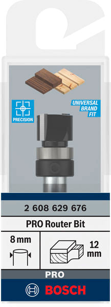 PRO Bündigfräser mit obenliegendem Führungskugellager, Ø12,7 x L9,5, Schaft 8 mm