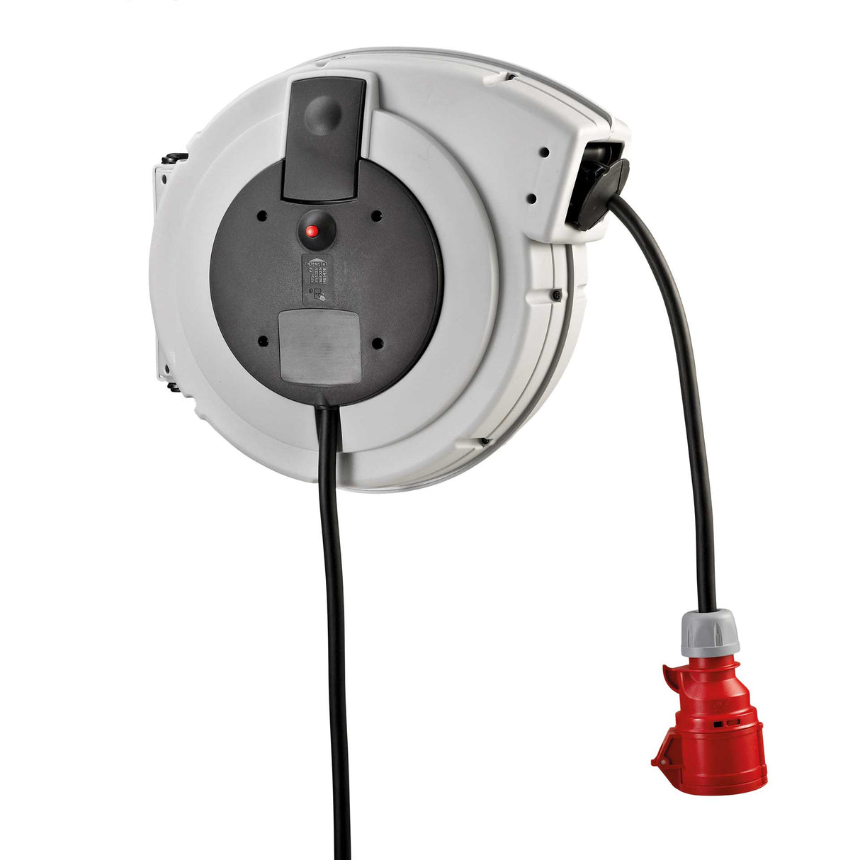 Federzugtrommel Drehstrom 400 V / 16 A, 15 m (H07RN-F 5G2,5), IP24 – CEE 5×16 A Kupplung & CEE-Stecker