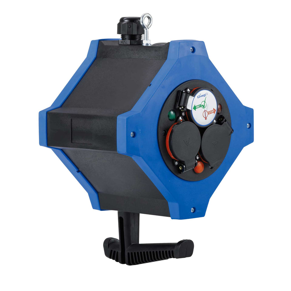 Energie-Hängeverteiler e.STATION 230 V / 16 A, IP44 – 6× Schutzkontakt, Diagnosesystem