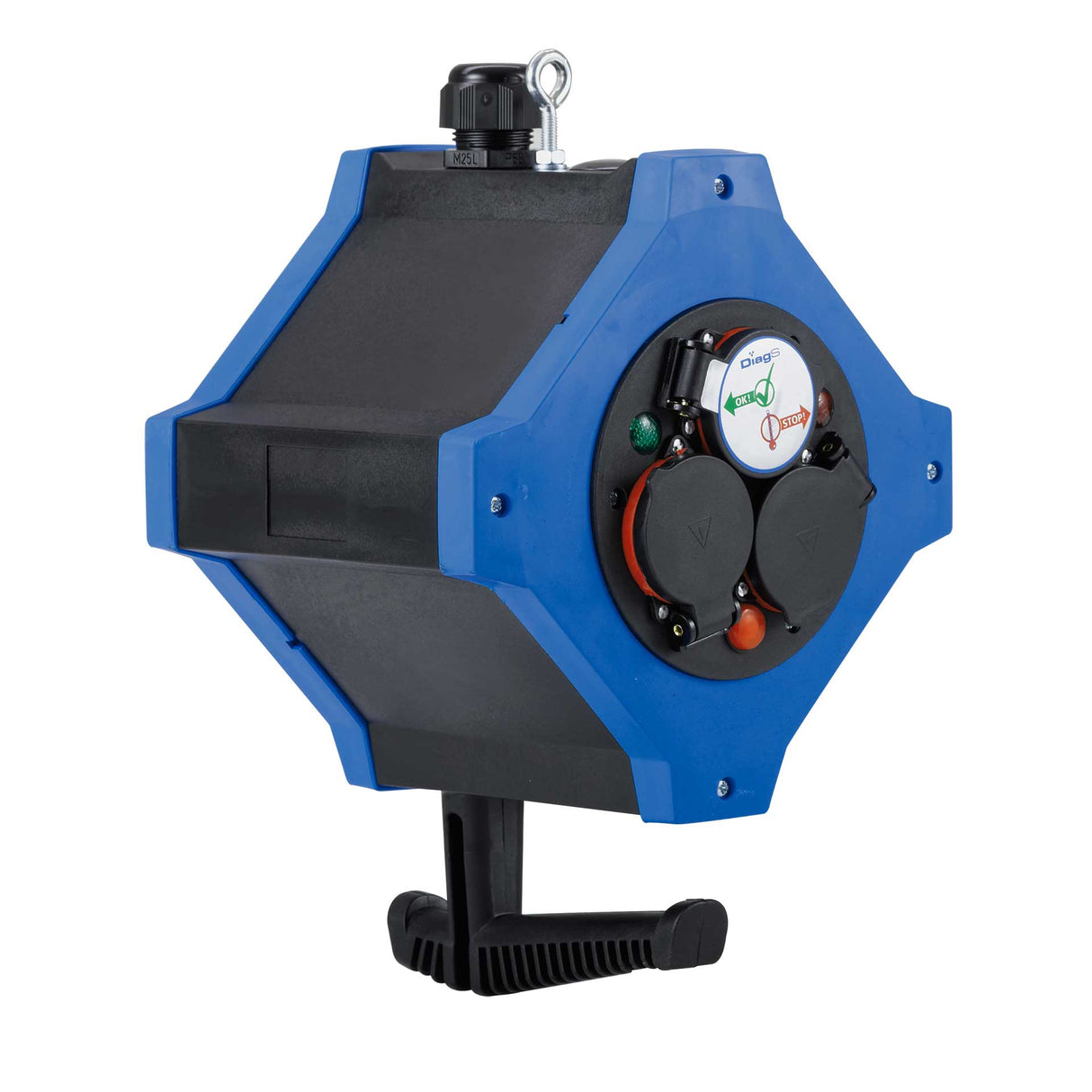 Energie-Hängeverteiler e.STATION 230 V / 16 A, IP44 – 6× Schutzkontakt, Diagnosesystem