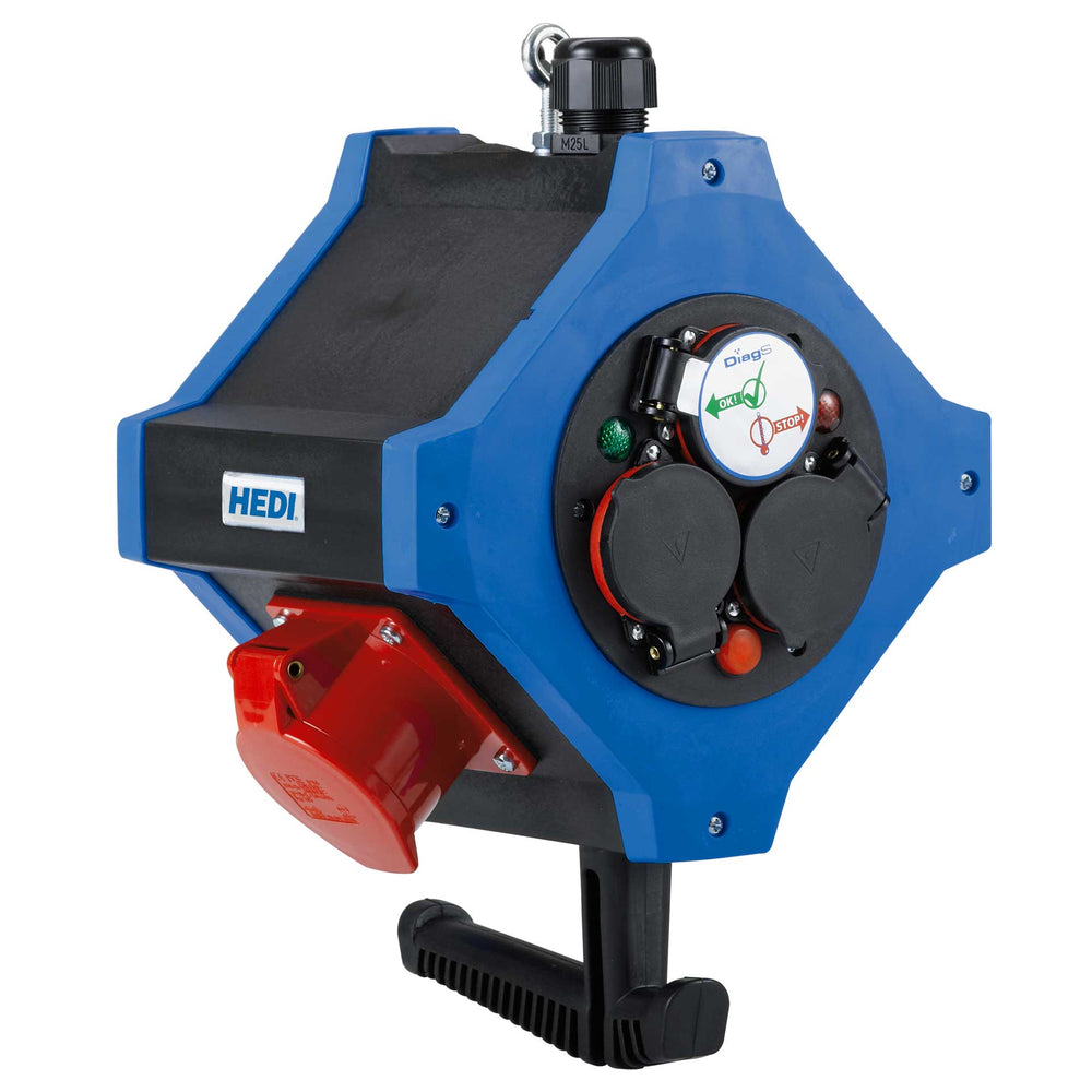 Energie-Hängeverteiler e.STATION 400 V / 16 A, IP44 – 6× Schutzkontakt & 2× CEE 5×16 A