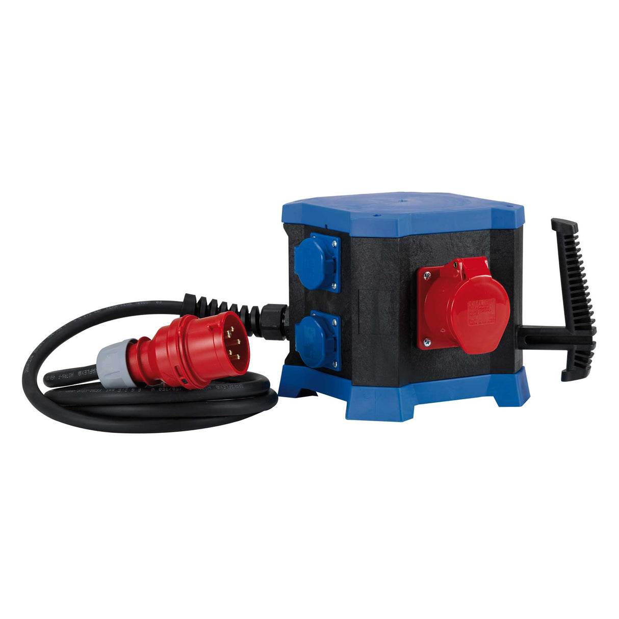 Mobiler Steckdosenverteiler m.STATION 400 V / 16 A, IP44 – 2× CEE 5×16 A & 4× Schutzkontakt, 9,5 kW