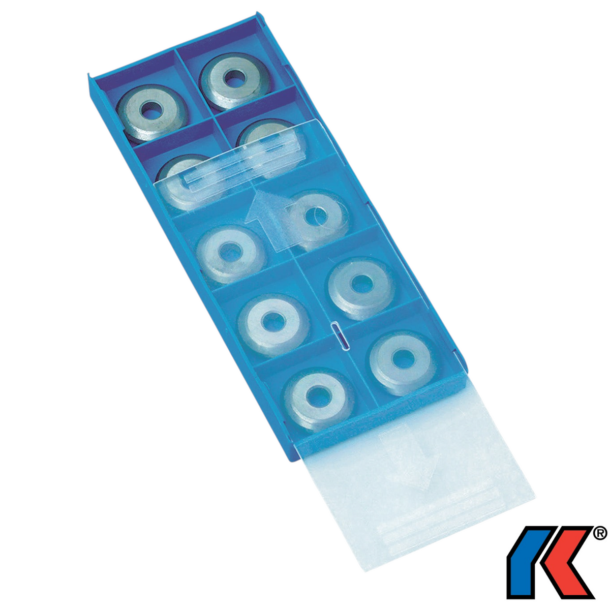 Werkfit Hartmetall-Schneidräder 22 mm im blauen Kunststoff-Aufbewahrungskoffer, 10 Stück Set für Fliesen