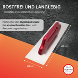 Glättekelle Edelstahl rostfrei – Profiqualität – Roter Buchenholzgriff – 500 × 130 mm